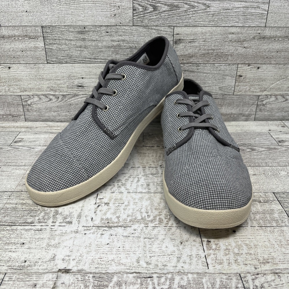 Toms Paseo Gray Canvas Lace Up Comfort Shoes Women Size 11‎